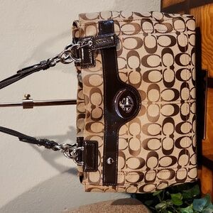 Coach Penelope Signature Jacquard Handbag with Leather Trim